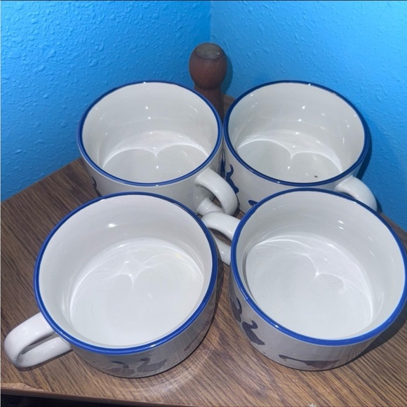 Vintage 80s Blue Goose Stacking Soup Mugs | Set of 4 - Picture 5 of 12